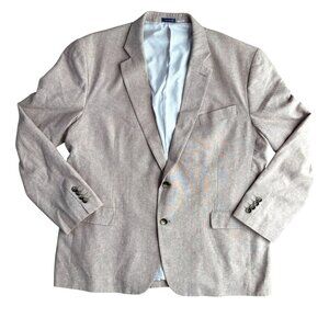 Stafford Linen Blazer Mens 48R Classic Fit Beige Linen Blend Sport Coat Preppy
